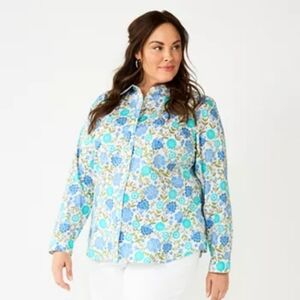 Croft & Barrow Blue Floral Comfort Stretch Size 0X